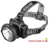 Фонарь Ultraflash налобный LED5364 (акк. 4V 0.5Ah) 1св/д 0.5W (30lm),черн/пласт,отраж,2 реж,з/у 220V