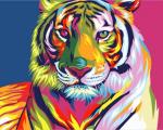 Роспись по холсту Радужный Тигр 16,5 х 13 см