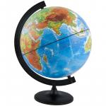 Глобус физико-политический рельефный Глобусный мир, 25 см, с подсветкой на круглой подставке, 10182