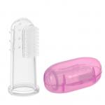 Зубная щётка детская, силиконовая, на палец, в контейнере, от 0 мес., цвет розовый
