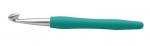 30918 Knit Pro Крючок для вязания с эргономичной ручкой Waves 10 мм, алюминий, серебристый/нефритовый