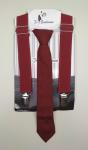 Комплект подтяжки-галстук 95874 бордовый