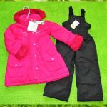 Комплект зимний до -35С (Пальто зимнее Канада Tim et Pauline пинк с вышивкой цветы  + Штаны зимние мембрана Disney Cars черный)
