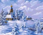 "Зима в деревне" живопись на холсте 40*50см