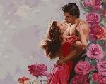 "Влюбленные среди роз" живопись на холсте 40х50см