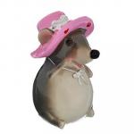 СНОУ БУМ Сувенир в виде мышки в шляпке, полистоун, 11х9х6,5см, глазурь