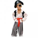 Костюм карнавальный рост 122см, полиэстер, "Пират" (шляпа, повязка, рубашка, пояс, штаны), арт.85127