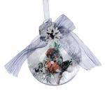 СНОУ БУМ Подвеска шар прозрачный с принтом 8 см, пластик, стразы, декор