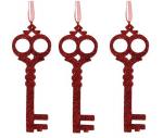 Елочное украшение Ключ красный, набор из 3-х штук, 20 см.