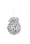 Елочное украшение Шар пластиковый, ажурный, цвет белый/серебро, Christmas House 7см.