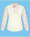 Молочная блузка для девочек с шифоном Арт.80922