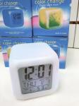 Часы будильник термометр светящийся куб