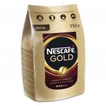 Кофе молотый в растворимом NESCAFE (Нескафе) "Gold", сублимированный, 750г, мягкая упаковка,12146905