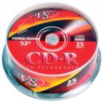 Диски CD-R VS 700Mb 52x КОМПЛЕКТ 25шт Cake Box с поверхностью для печати VSCDRIPCB2501 (ш/к - 20298)