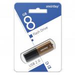 Флэш-диск 8GB SMARTBUY X-Cut USB 2.0, металл. корпус, коричневый/черный, SB8GBXC-BR