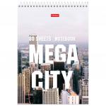 Блокнот А5 80л., гребень, жест. подлож., HATBER, Megacity (Город), 145*205мм, 80Б5С1гр(B46180)