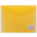 Папка-конверт с кнопкой МАЛОГО ФОРМАТА (240х190 мм), А5, прозрачная, желтая, 0,18 мм,BRAUBERG,224028
