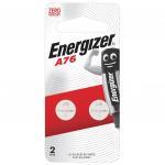 Батарейки ENERGIZER, A76 (G13, LR44), алкалиновые, КОМПЛЕКТ 2 шт, в блистере, (ш/к 83071)