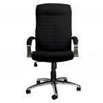 Кресло офисное "Орион", кожа, хром, монолитный каркас, черное К-11, ш/к 80324