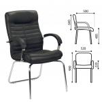 Кресло для приемных и переговорных "Orion CFA/LB steel chrome", кожа, черное LE-A