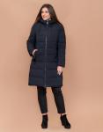 Женская куртка большого размера Braggart "Youth" темно-синяя зимняя модель 25095