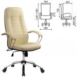 Кресло офисное МЕТТА BK-2CH, кожа, хром, бежевое, ш/к 82253