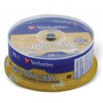 Диски DVD+RW(плюс) VERBATIM 4,7Gb 4x КОМПЛЕКТ 25шт Cake Box 43489 (ш/к-4894)