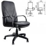 Кресло офисное "Менеджер", кожа, монолитный каркас, черное К-01, ш/к 80386