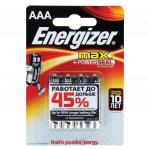 Батарейки ENERGIZER Max, AAA (LR03, 24А), алкалиновые, КОМПЛЕКТ 4 шт, в блистере, (ш/к 11423)