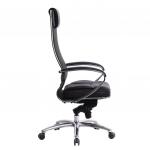 Кресло офисное МЕТТА "SAMURAI" SL-1, сверхпрочная ткань-сетка/кожа, черное, ш/к 83830