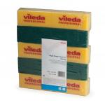 Губки VILEDA "Виледа", КОМПЛЕКТ 10шт, для любых поверхностей, желтые, зеленый абразив, 7*15см