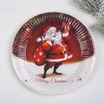 Тарелка бумажная "Дед Мороз с подарками" набор 6 шт