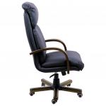Кресло офисное "Надир-экстра", кожа, дерево (орех D-08), монолитный каркас, черное К-01, ш/к 80423