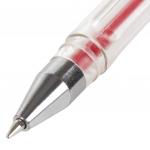 Ручка гелевая STAFF, КРАСНАЯ, корпус прозрачный, хром.детали, узел 0,5 мм, линия 0,35 мм, GP109