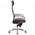 Кресло офисное МЕТТА "SAMURAI" SL-1, сверхпрочная ткань-сетка/кожа, темно-коричневое, ш/к 83861