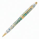 Ручка подарочная шариковая CROSS Botanica "Зеленая Лилия", лак, латунь, позолота, черная, AT0642-4
