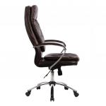 Кресло офисное МЕТТА LK-11CH, кожа, хром, коричневое, ш/к 85840