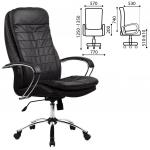 Кресло офисное МЕТТА LK-3CH, кожа, хром, черное, ш/к 85307