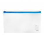 Папка-конверт на молнии МАЛОГО ФОРМАТА (250х135 мм), прозрач, молния синяя, 0,11мм, BRAUBERG, 226032