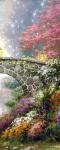 Рулонная штора лен "Волшебный мост живопись-2"                             (d-200492-gr)