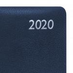 Еженедельник датированный 2020 А5, BRAUBERG Profile, фактурная кожа, синий, 145*215мм, 129648