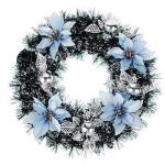 СНОУ БУМ Венок декоративный, 38 см, голубые цветы, ПВХ