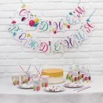 Набор бумажной посуды "С днём рождения Шары", 6 тарелок, 6 стаканов, 6 колпаков, 1 гирлянда