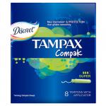 TAMPAX Compak Женские гигиенические тампоны с аппликатором Super Single 8шт