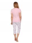 Пижама женская (капри/футболка), цвет розовый/белый с принтом