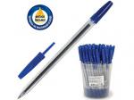 PO20 ручка шариковая масляная, корпус прозрачный 0,7мм. синяя ( 50шт)