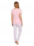 Пижама женская (брюки/футболка), цвет розовый/белый с принтом