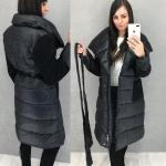 Комбинированное пальто с отложенным воротом черное LE