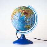 Глобус Земли физико-политический рельефный с подсветкой,  D-250 мм