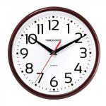 Часы настенные TROYKA 91931912 круг, белые, коричневая рамка, 23х23х4 см